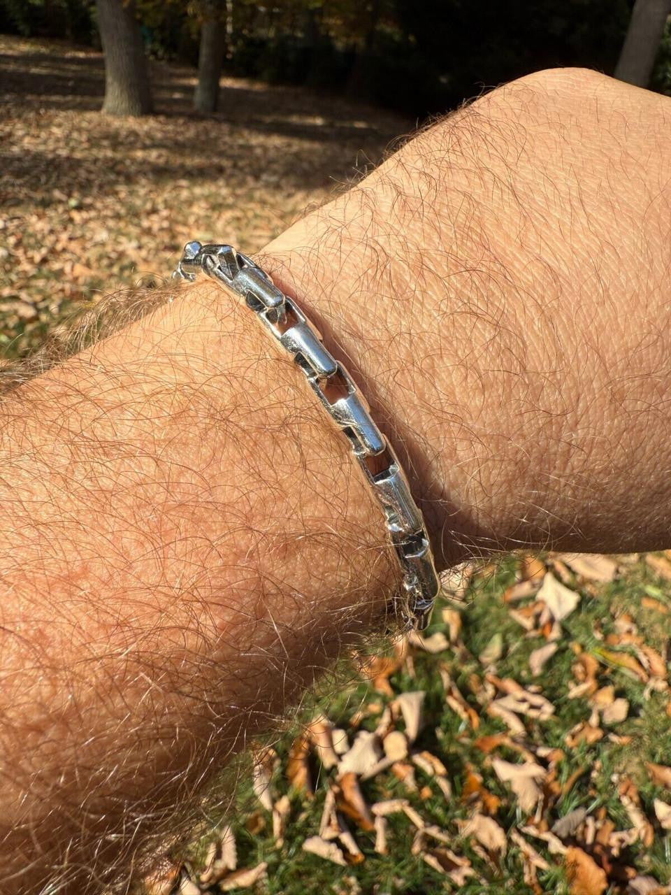 Bullet Rolo Chain Bracelet - Oxidized 925 Sterling Silver - 7"-9" - 6mm