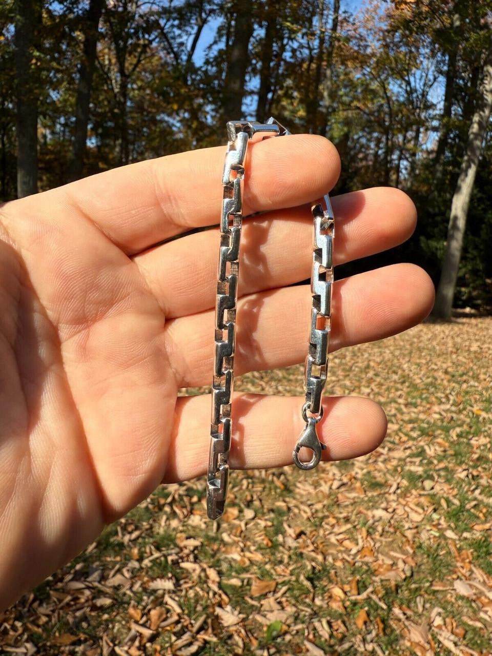 Bullet Rolo Chain Bracelet - Oxidized 925 Sterling Silver - 7"-9" - 6mm