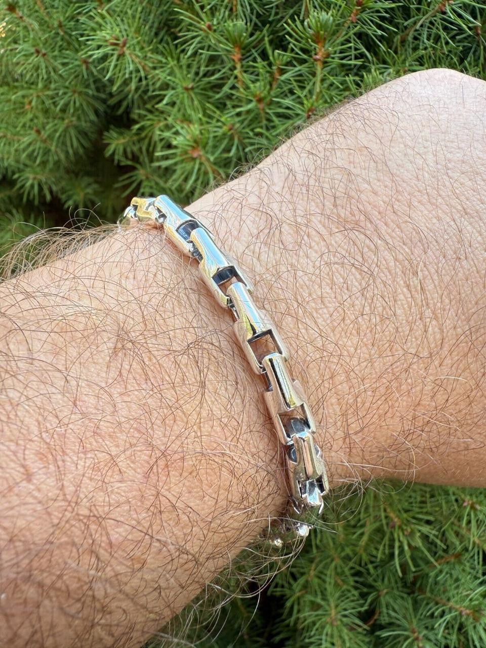 Bullet Rolo Chain Bracelet - Oxidized 925 Sterling Silver - 7"-9" - 6mm