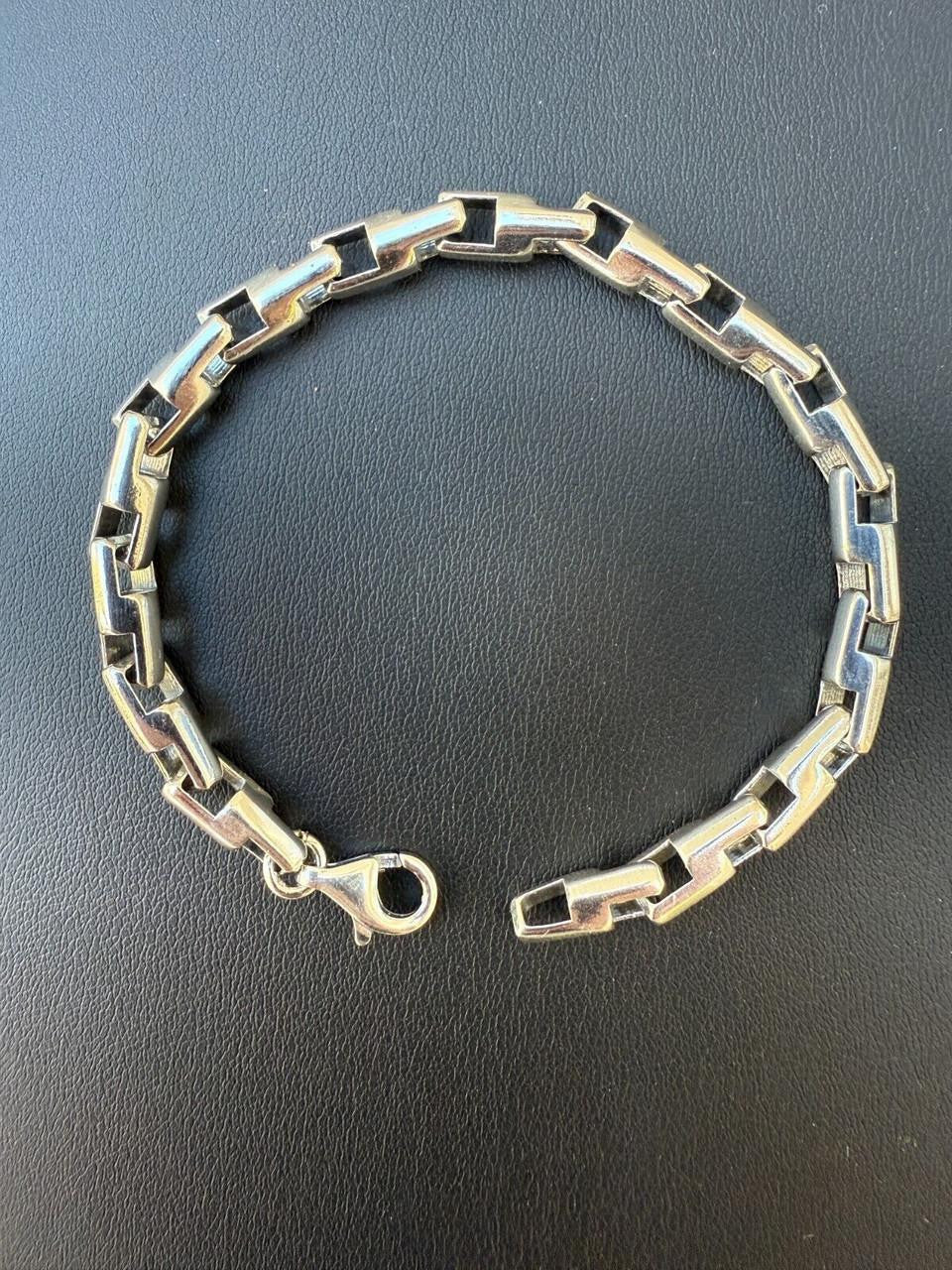 Bullet Rolo Chain Bracelet - Oxidized 925 Sterling Silver - 7"-9" - 6mm