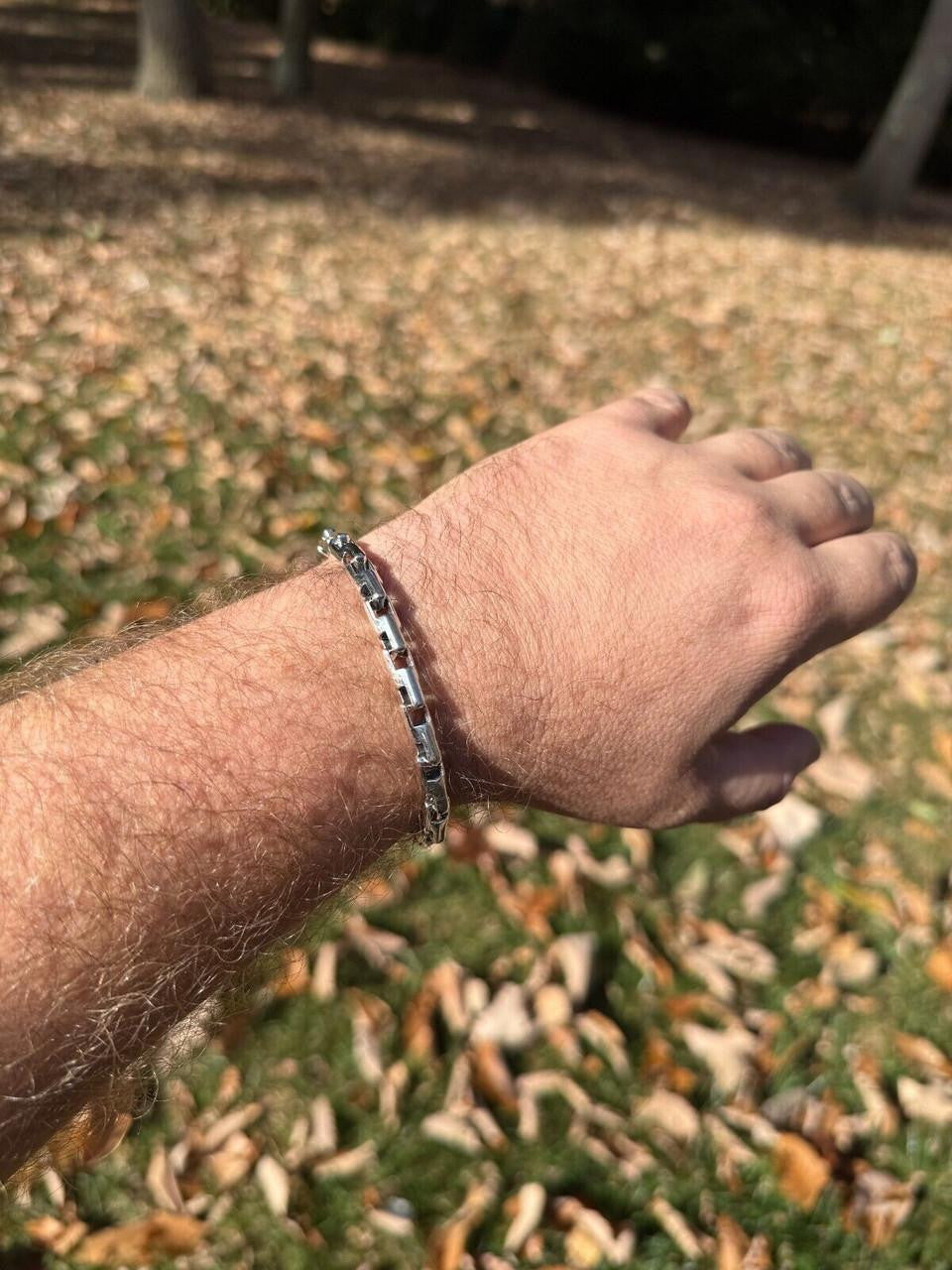 Bullet Rolo Chain Bracelet - Oxidized 925 Sterling Silver - 7"-9" - 6mm