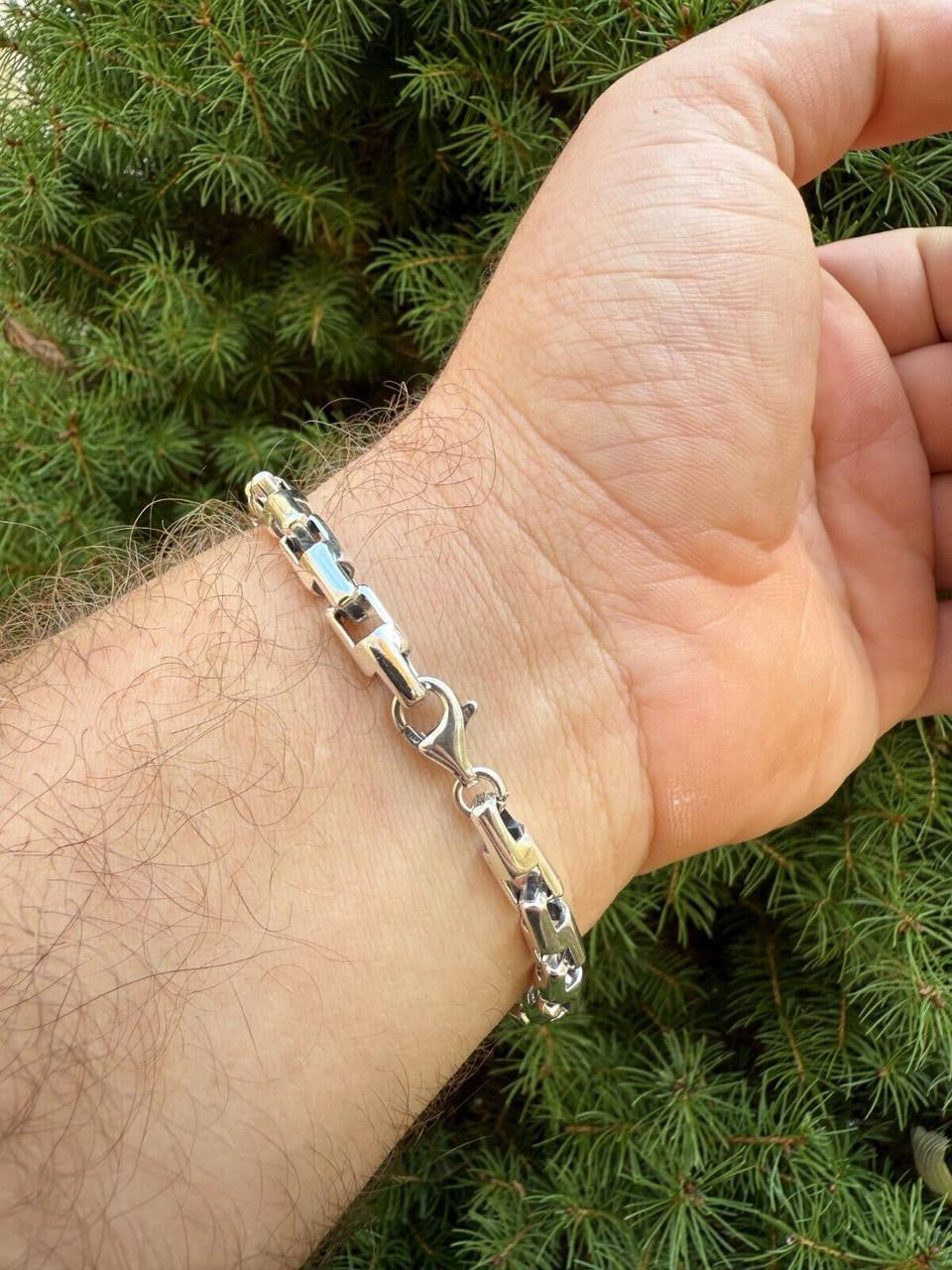 Bullet Rolo Chain Bracelet - Oxidized 925 Sterling Silver - 7"-9" - 6mm