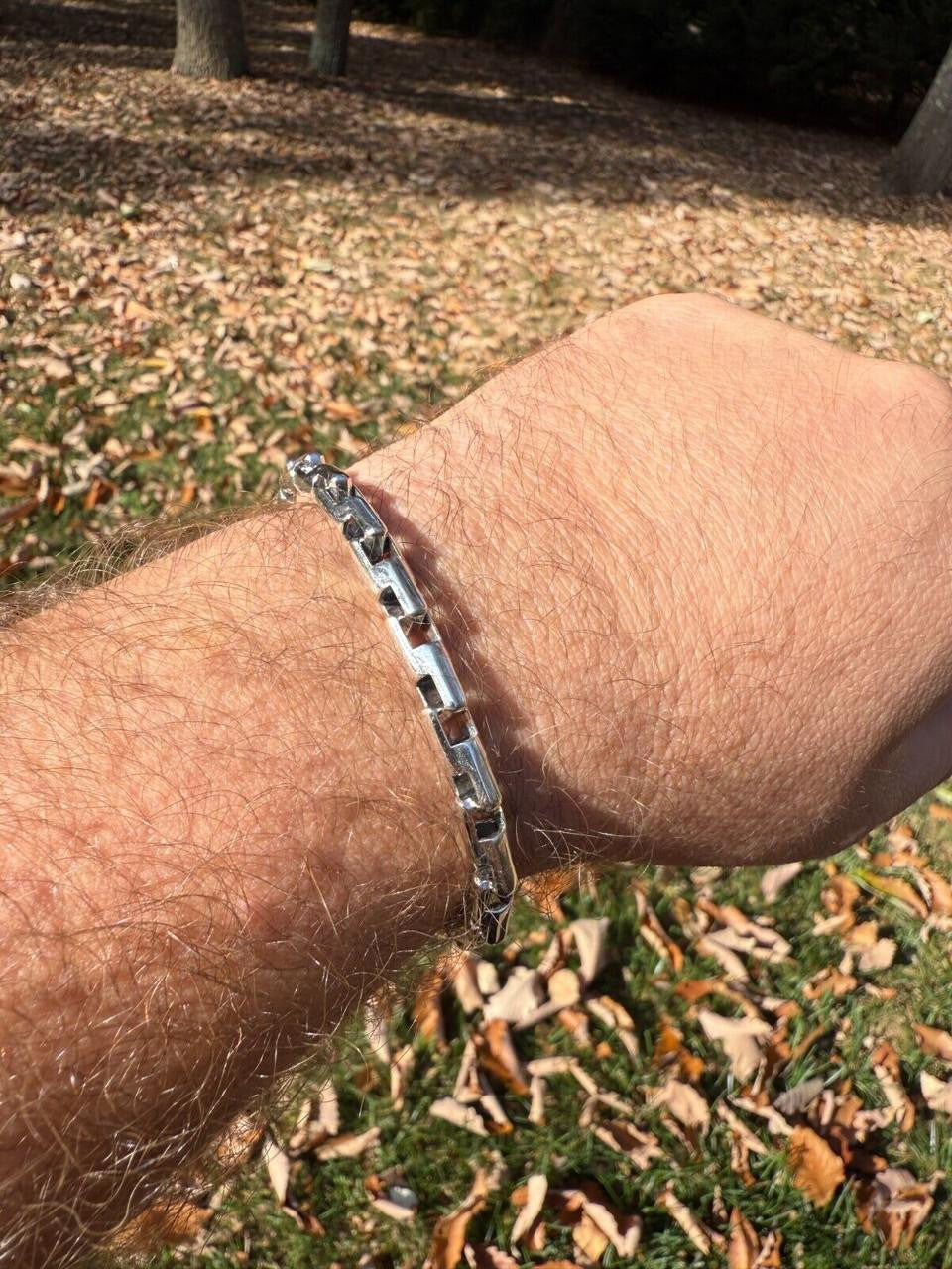 Bullet Rolo Chain Bracelet - Oxidized 925 Sterling Silver - 7"-9" - 6mm