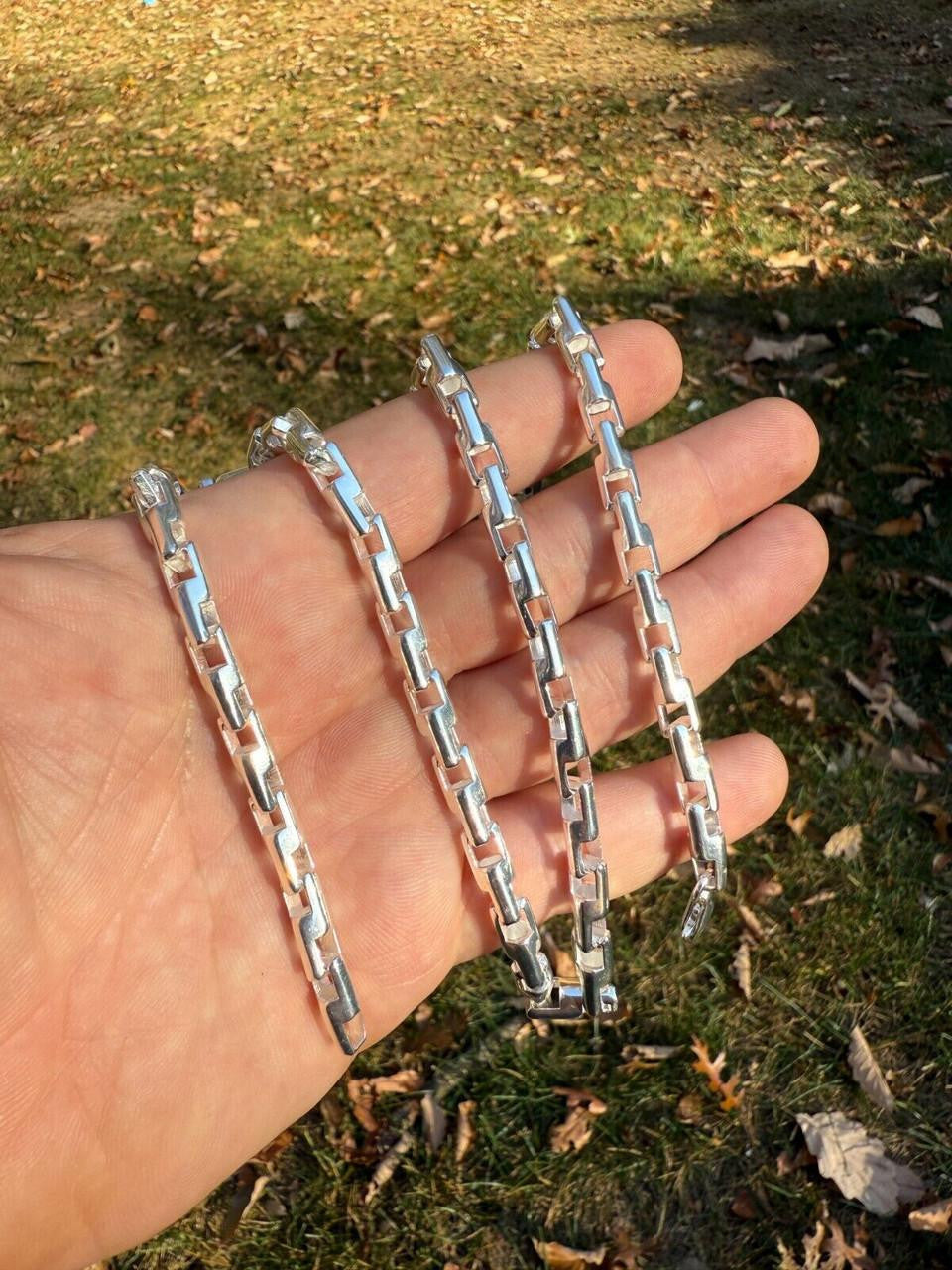 Bullet Rolo Chain Necklace - 925 Sterling Silver - 18"-28" - 6mm