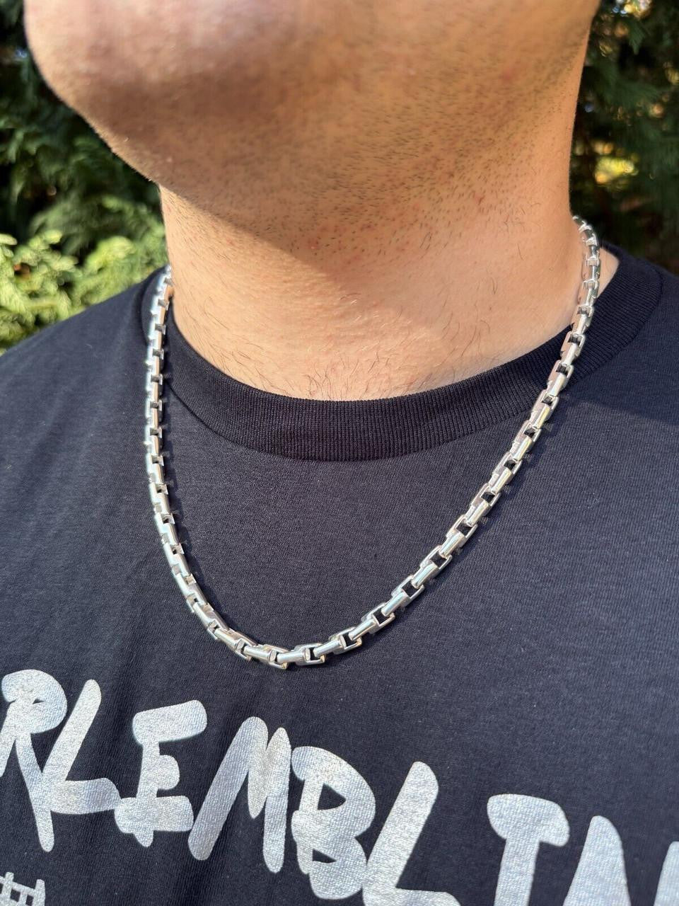 Bullet Rolo Chain Necklace - 925 Sterling Silver - 18"-28" - 6mm