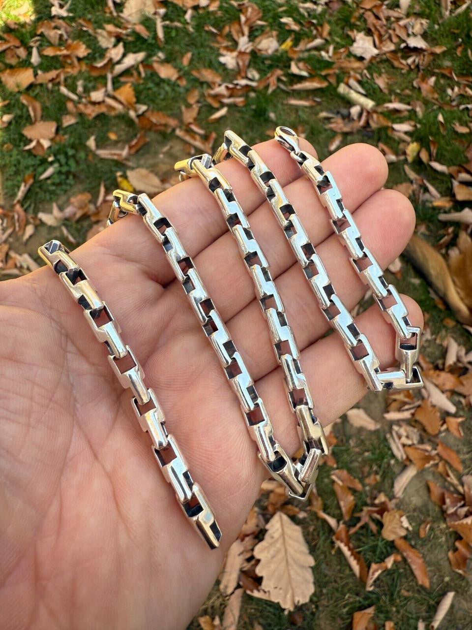 Bullet Rolo Chain Necklace - Oxidized 925 Sterling Silver - 18"-28" - 6mm