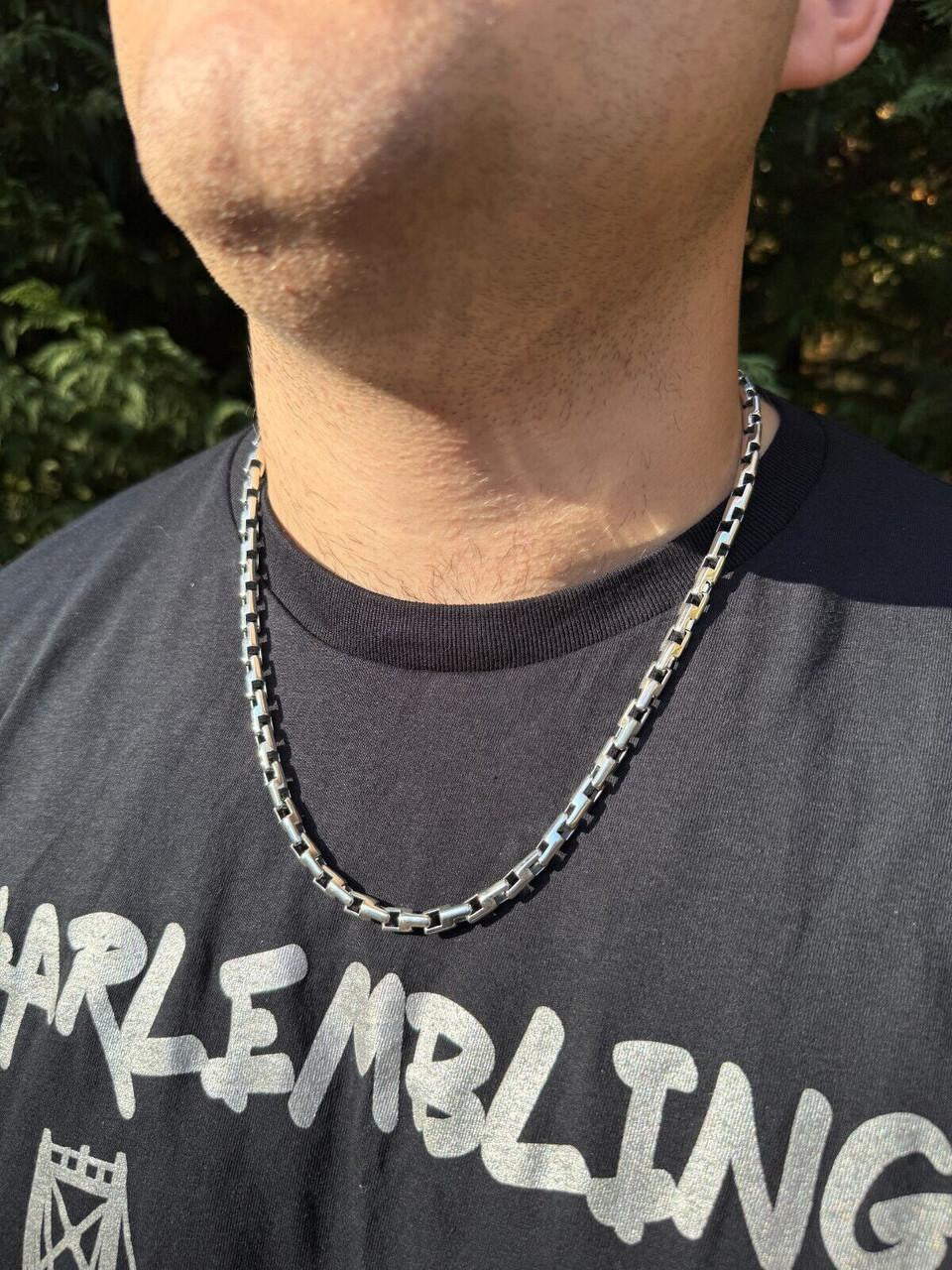Bullet Rolo Chain Necklace - Oxidized 925 Sterling Silver - 18"-28" - 6mm