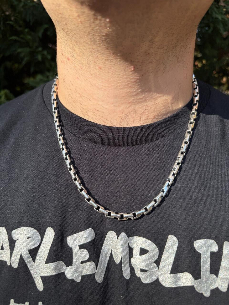 Bullet Rolo Chain Necklace - Oxidized 925 Sterling Silver - 18"-28" - 6mm