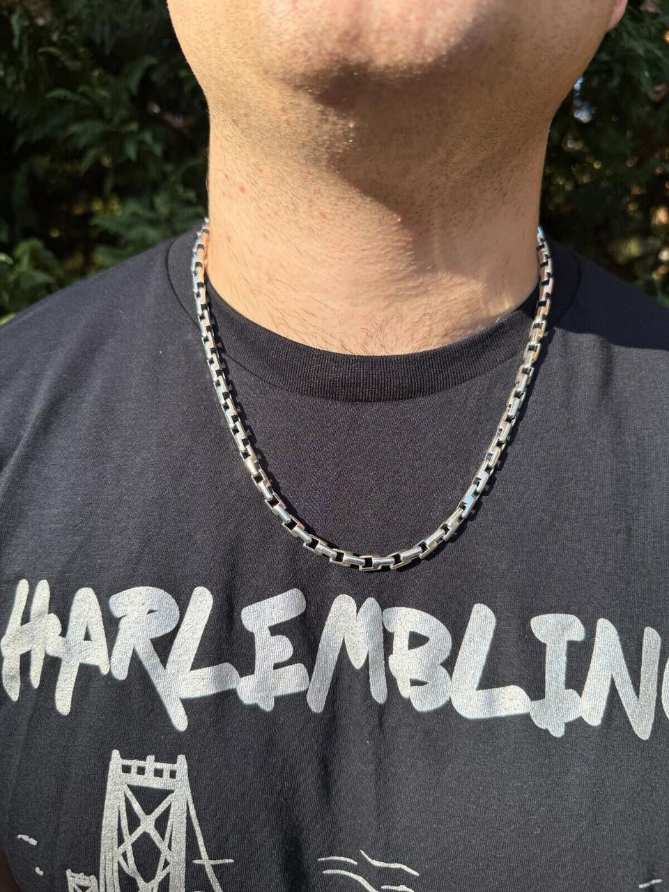 Bullet Rolo Chain Necklace - Oxidized 925 Sterling Silver - 18"-28" - 6mm