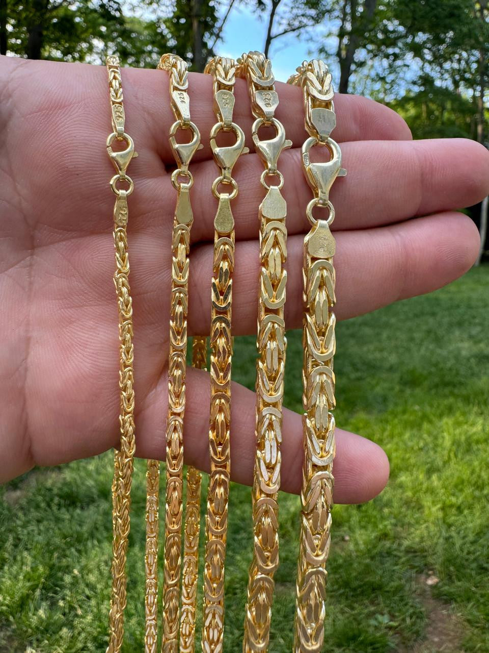 Byzantine Link Chain Necklace - 14k Gold Vermeil 925 Sterling Silver - 18"-30" - 2.5mm-6mm