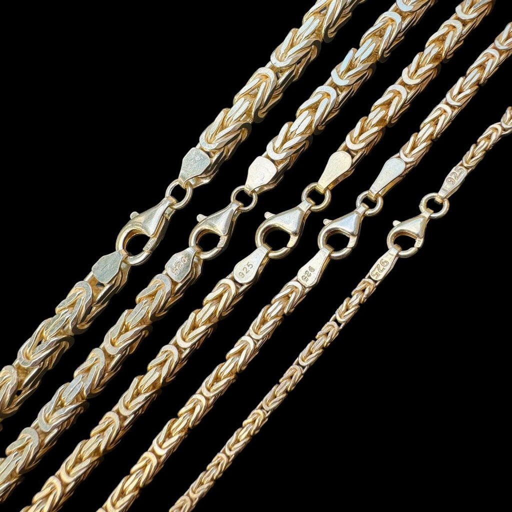 Byzantine Link Chain Necklace - 14k Gold Vermeil 925 Sterling Silver - 18"-30" - 2.5mm-6mm