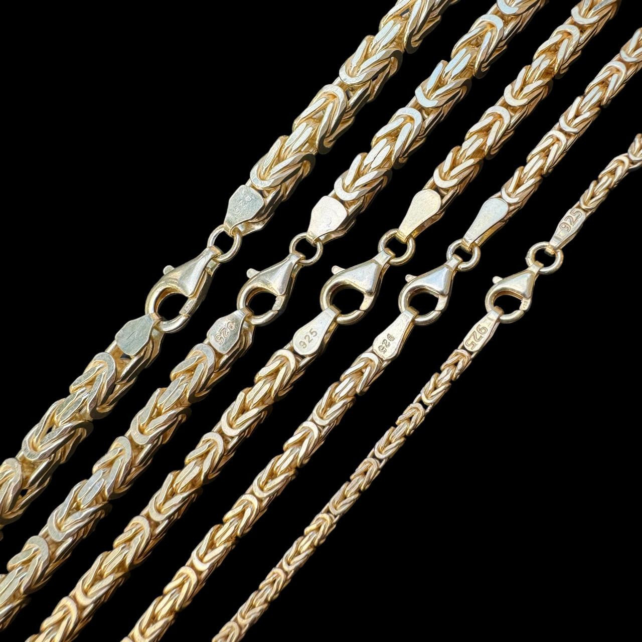 Byzantine Link Chain Necklace - 14k Gold Vermeil 925 Sterling Silver - 18"-30" - 2.5mm-6mm