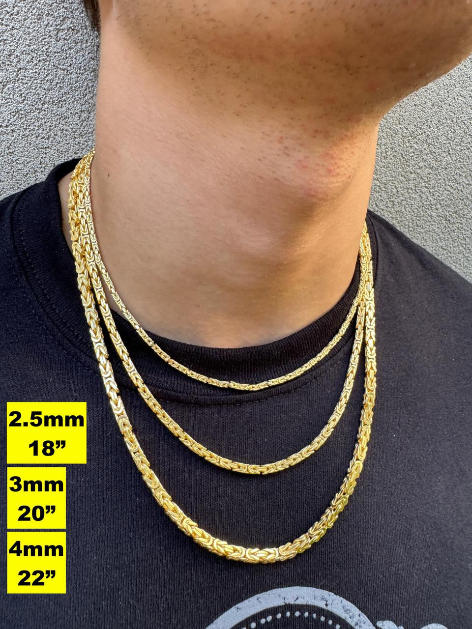 Byzantine Link Chain Necklace - 14k Gold Vermeil 925 Sterling Silver - 18"-30" - 2.5mm-6mm