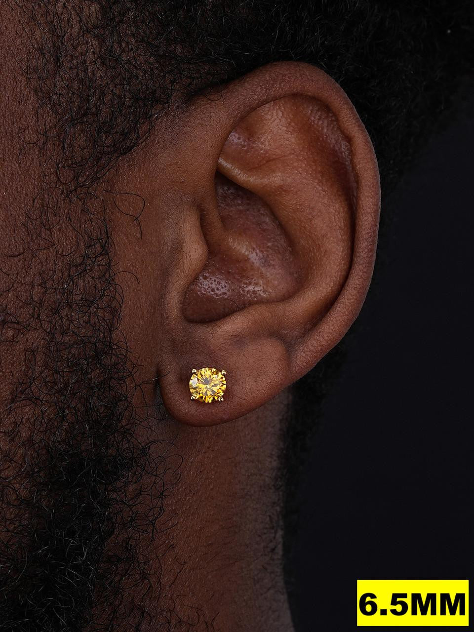 Canary Yellow MOISSANITE Solitaire Stud Earrings - 14k Gold Vermeil 925 Silver - 3mm-8mm - 0.2-4ct