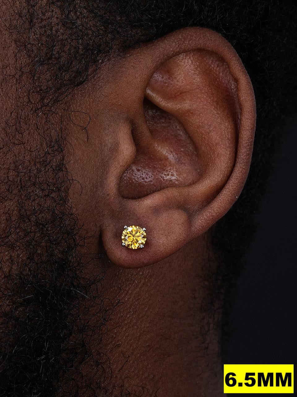 Canary Yellow MOISSANITE Solitaire Stud Earrings - 925 Silver - 3mm-8mm - 0.2-4ct
