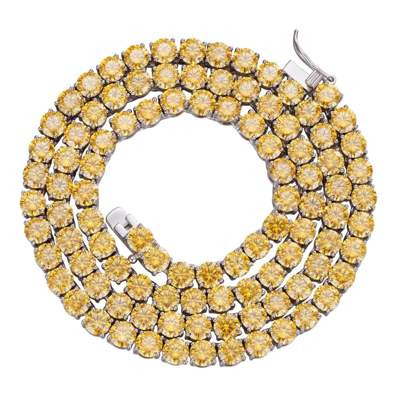 Canary Yellow MOISSANITE Tennis Chain Necklace Iced Out - 925 Silver - 5mm - 16"-30"