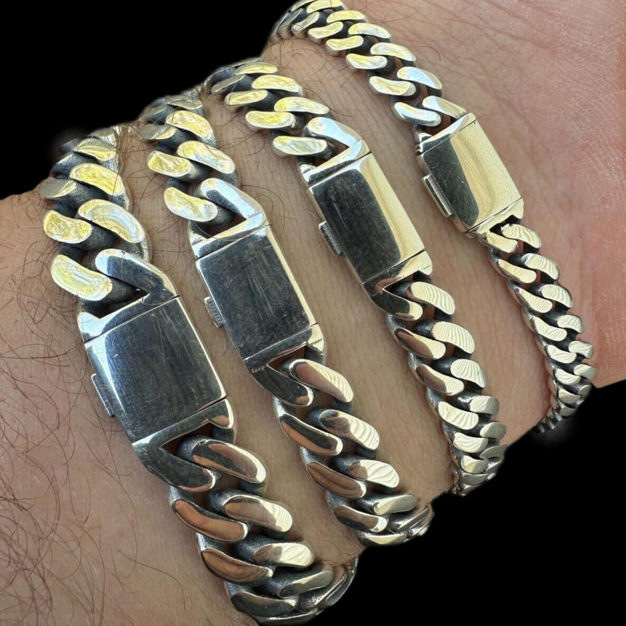Cancun Cuban Link Chain Bracelet Sleek Clasp - 925 Sterling Silver - 7"-9" - 6mm-12mm