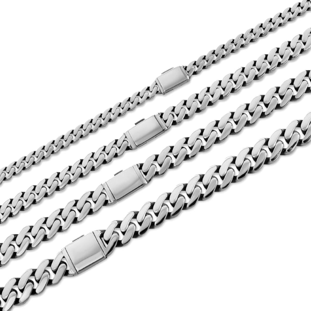 Cancun Cuban Link Chain Necklace Sleek Clasp  - 925 Sterling Silver - 18"-28" - 6mm-12mm