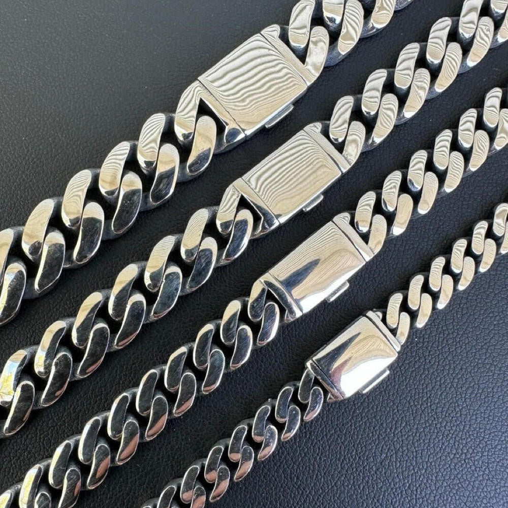 Cancun Cuban Link Chain Necklace Sleek Clasp  - 925 Sterling Silver - 18"-28" - 6mm-12mm