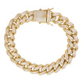 Classic Baguette Miami Cuban Link Braceket Iced Out - 14k Gold Vermeil 925 Silver - 12mm - 7"-8.5"