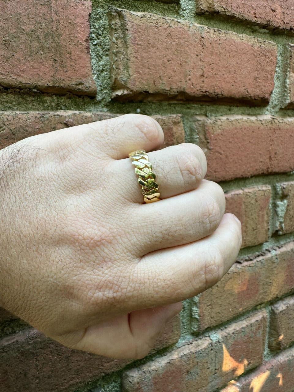 Classic 7.5mm Prong Miami Cuban Eternity Band Ring - 14k Gold Vermeil 925 Silver - Plain
