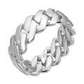 Classic 7.5mm Prong Miami Cuban Eternity Band Ring - 925 Silver - Plain