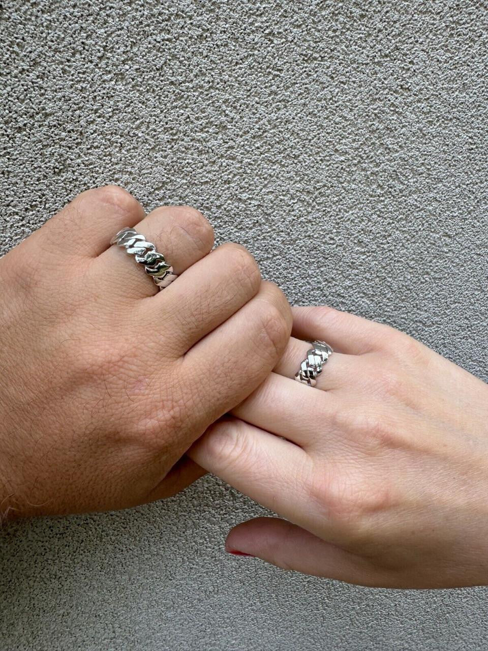 Classic 7.5mm Prong Miami Cuban Eternity Band Ring - 925 Silver - Plain