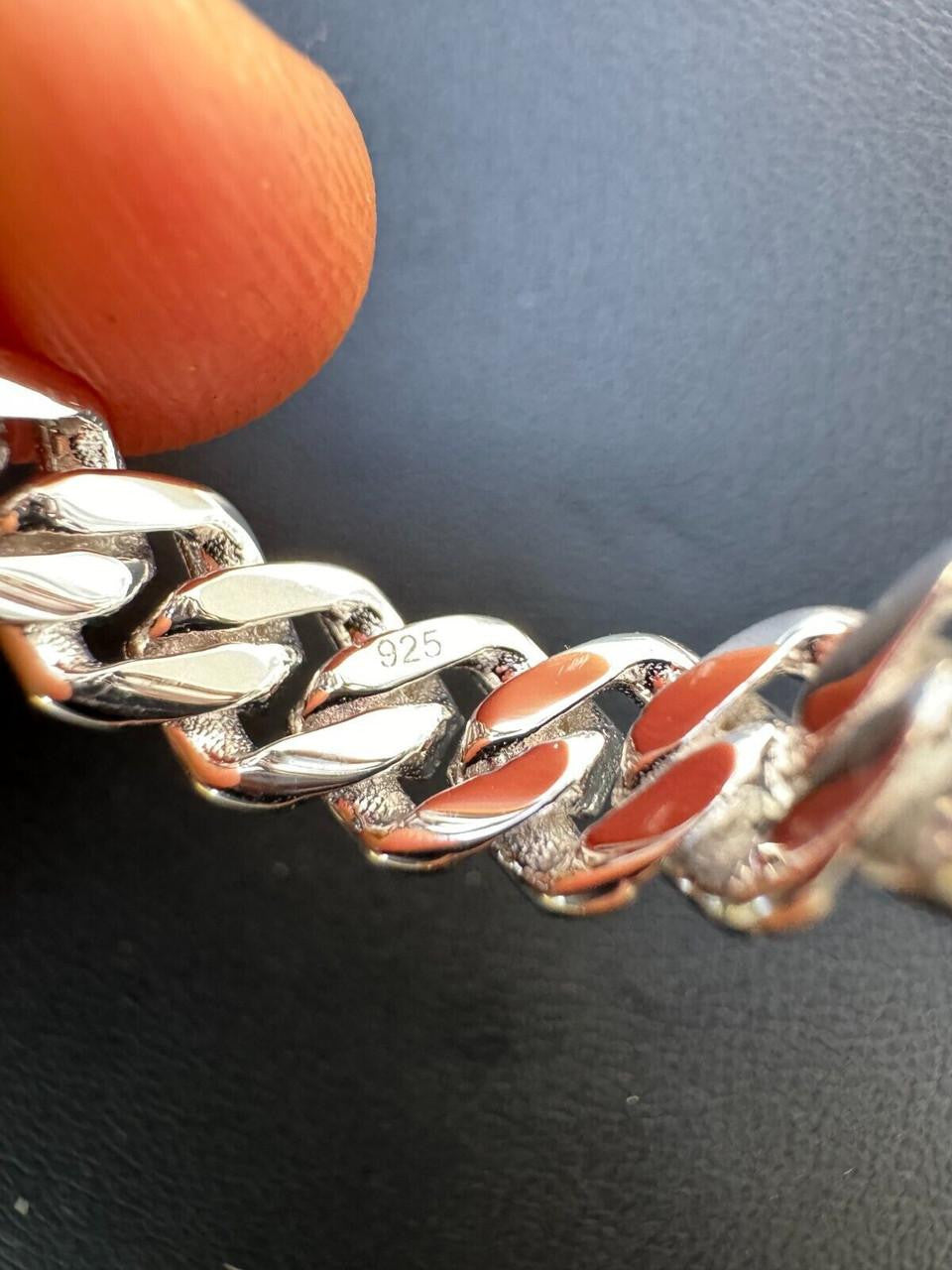 Classic 7.5mm Prong Miami Cuban Eternity Band Ring - 925 Silver - Plain