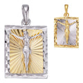Cross Jesus Medallion Pendant - 14k Gold Vermeil Or 925 Silver - Small 1"