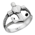 Cross On Anchor Ring - 925 Silver Oxidized - Plain