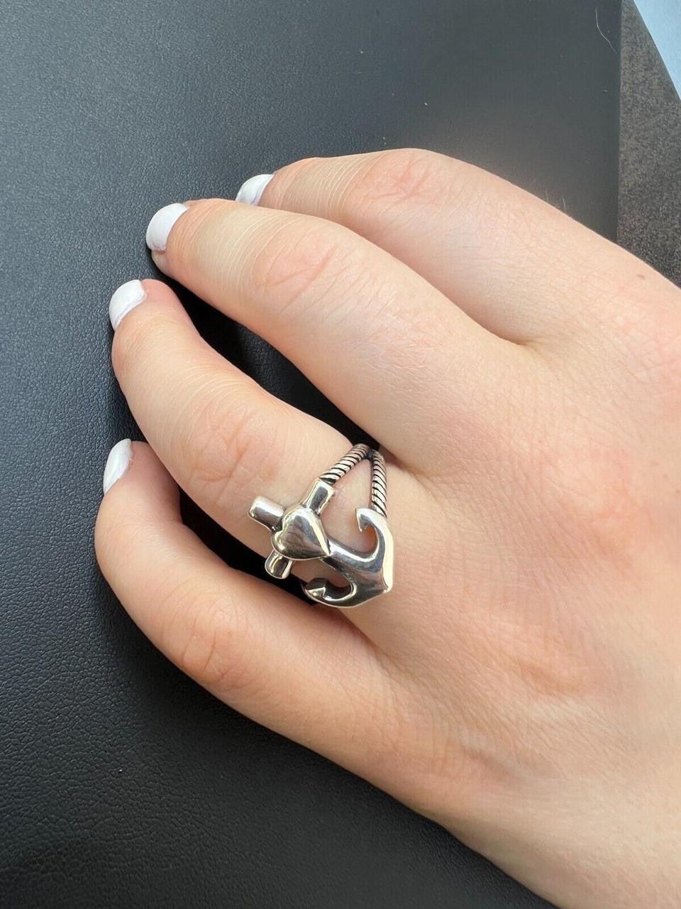 Cross On Anchor Ring - 925 Silver Oxidized - Plain