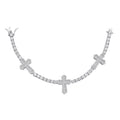 Cross Tennis Bracelet Iced Out CZ Stones - 925 Silver - 4mm - 6"-8.5"