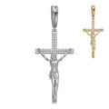 Crucifix Jesus Iced Out Hip Hop Cross Pendant - 14k Yellow Gold Vermeil Or 925 Silver - CZ Stones - Large 2.5"