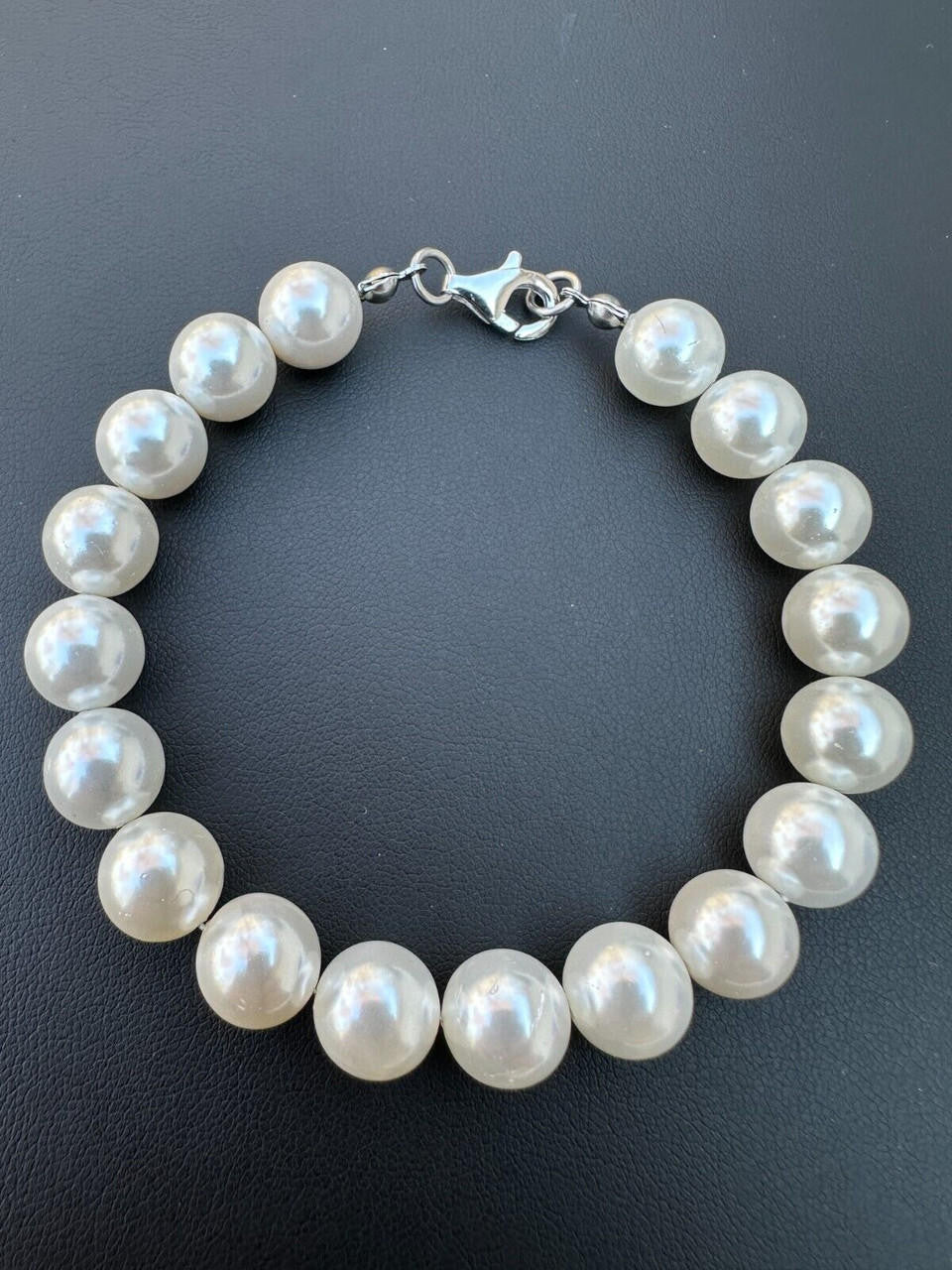 Cultured Pearl Chain Bracelet - 925 Silver - 6"-8.5" - 4mm-10mm