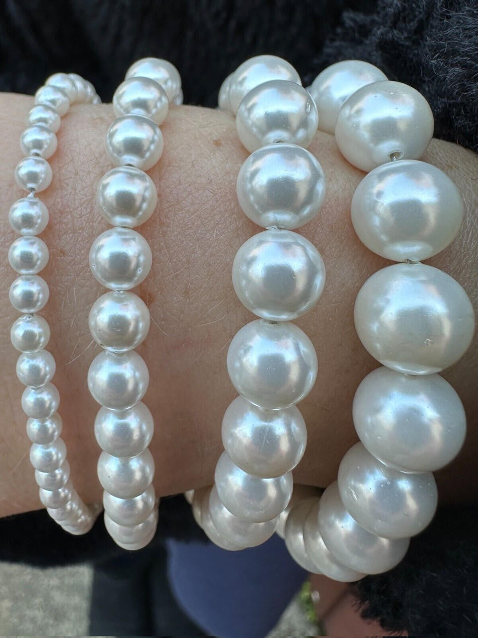 Cultured Pearl Chain Bracelet - 925 Silver - 6"-8.5" - 4mm-10mm