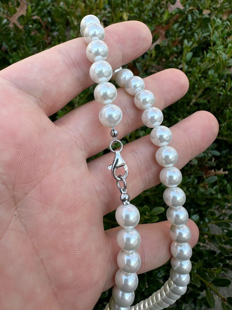 Cultured Pearl Chain Bracelet - 925 Silver - 6"-8.5" - 4mm-10mm