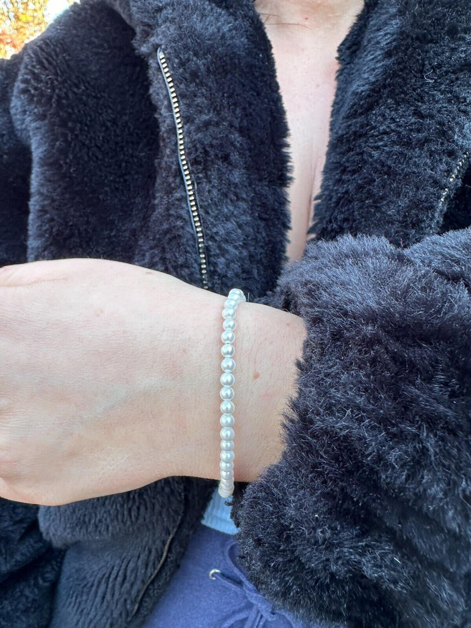Cultured Pearl Chain Bracelet - 925 Silver - 6"-8.5" - 4mm-10mm