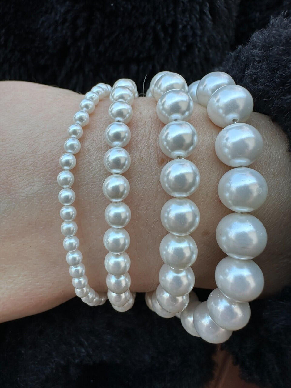 Cultured Pearl Chain Bracelet - 925 Silver - 6"-8.5" - 4mm-10mm