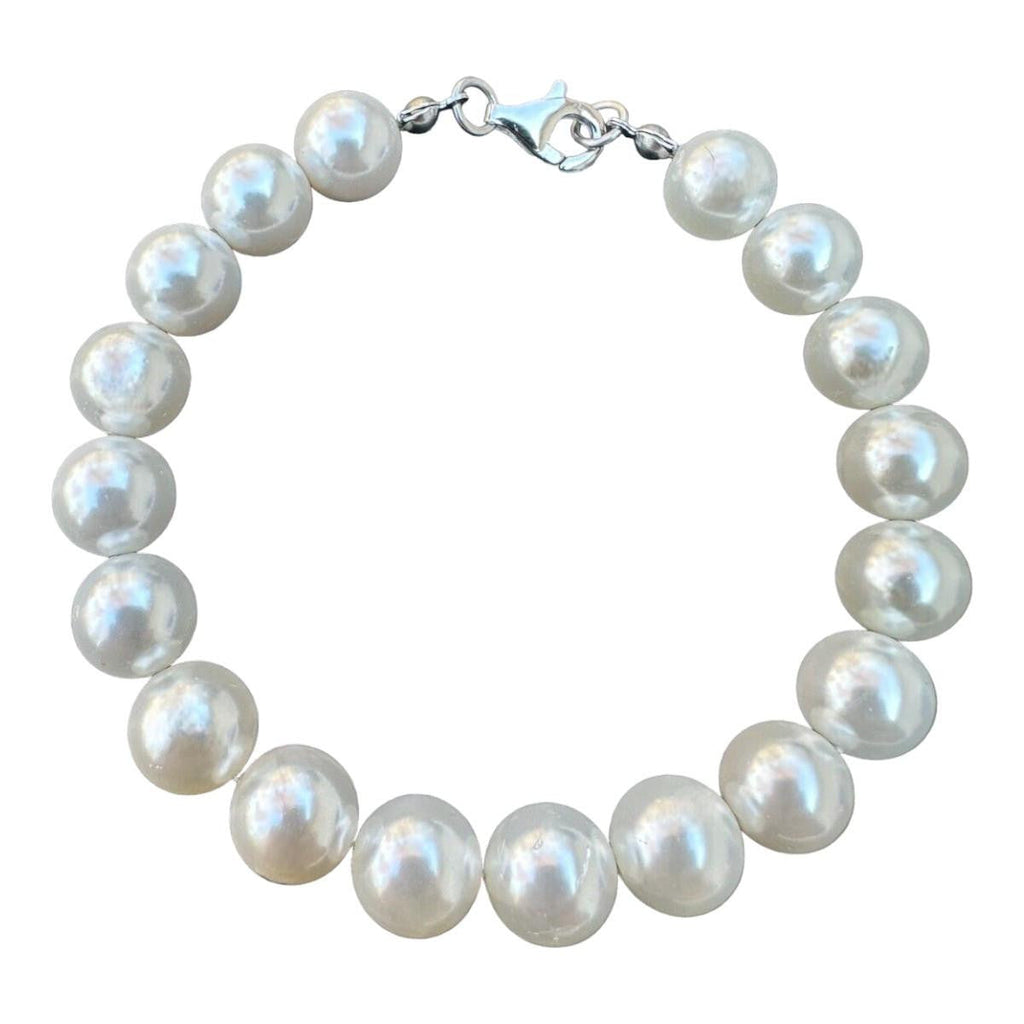 Cultured Pearl Chain Bracelet - 925 Silver - 6"-8.5" - 4mm-10mm