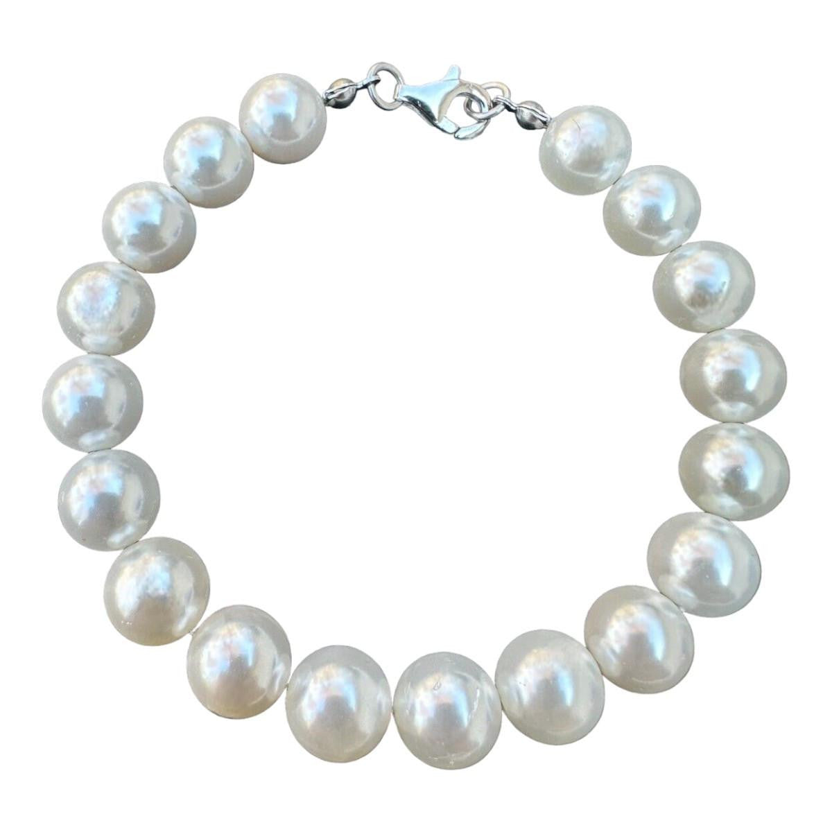 Cultured Pearl Chain Bracelet - 925 Silver - 6"-8.5" - 4mm-10mm