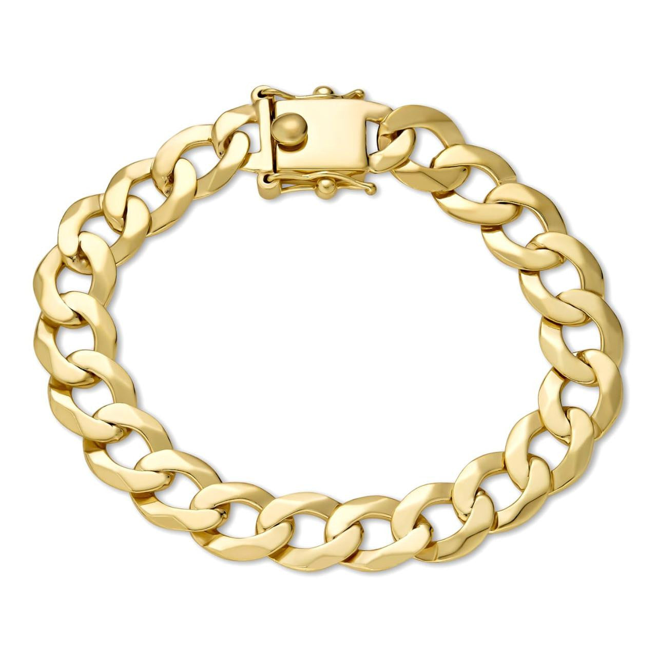 Curb Cuban Link Chain Bracelet W. Box Lock - 14k Gold Vermeil 925 Sterling Silver - 7"-9" - 9.5mm-13mm