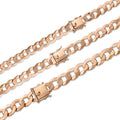 Curb Cuban Link Chain Bracelet W. Box Lock - 14k Rose Gold Vermeil 925 Sterling Silver - 18"-30" - 9.5mm-13mm
