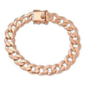 Curb Cuban Link Chain Bracelet W. Box Lock - 14k Rose Gold Vermeil 925 Sterling Silver - 7"-9" - 9.5mm-13mm