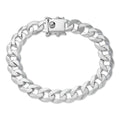 Curb Cuban Link Chain Bracelet W. Box Lock - 925 Sterling Silver - 7"-9" - 9.5mm-13mm