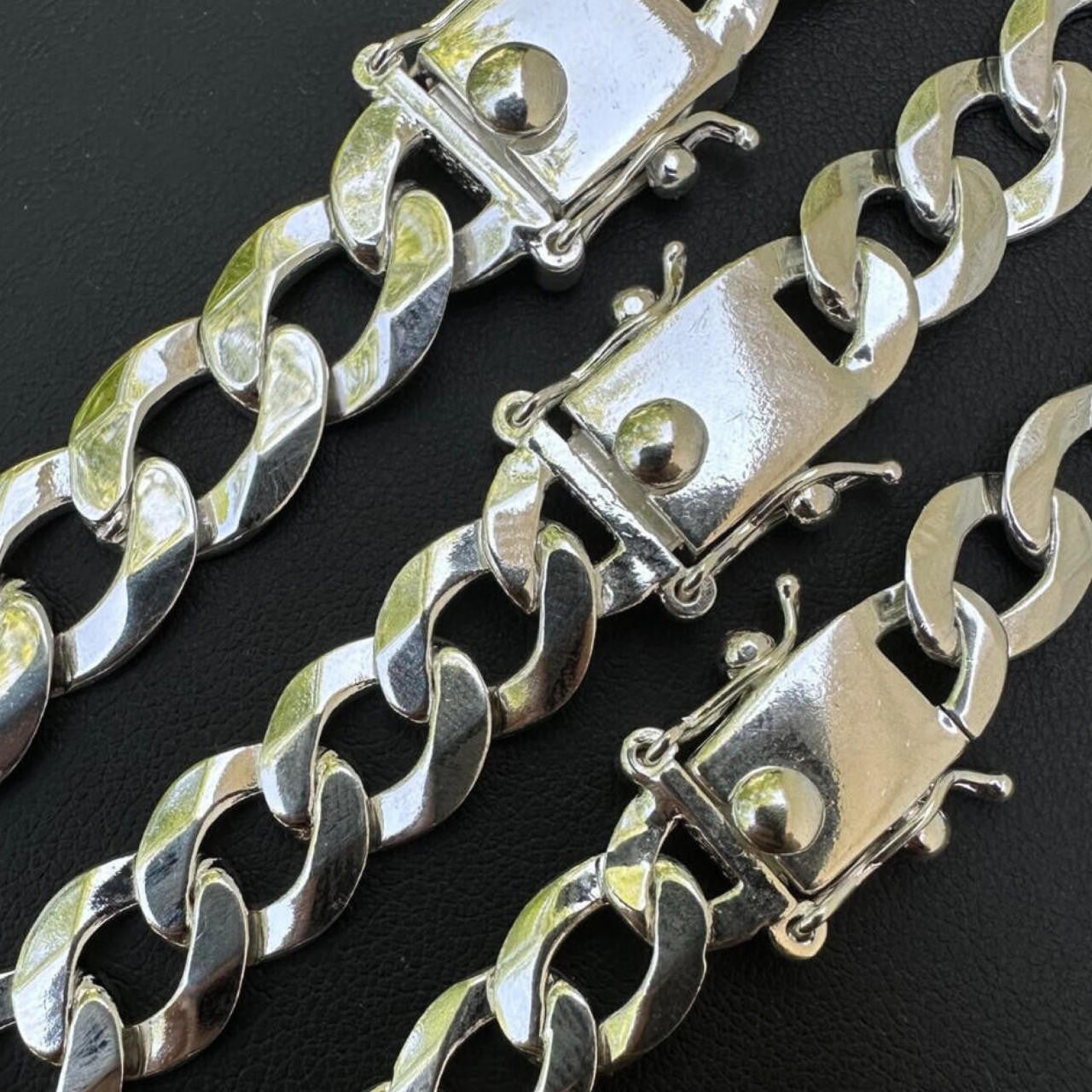 Curb Cuban Link Chain Necklace Or Bracelet W. Box Lock - 925 Sterling Silver - 7"-30" - 9.5mm-13mm