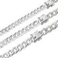 Curb Cuban Link Chain Necklace W. Box Lock - 925 Sterling Silver - 18"-30" - 9.5mm-13mm