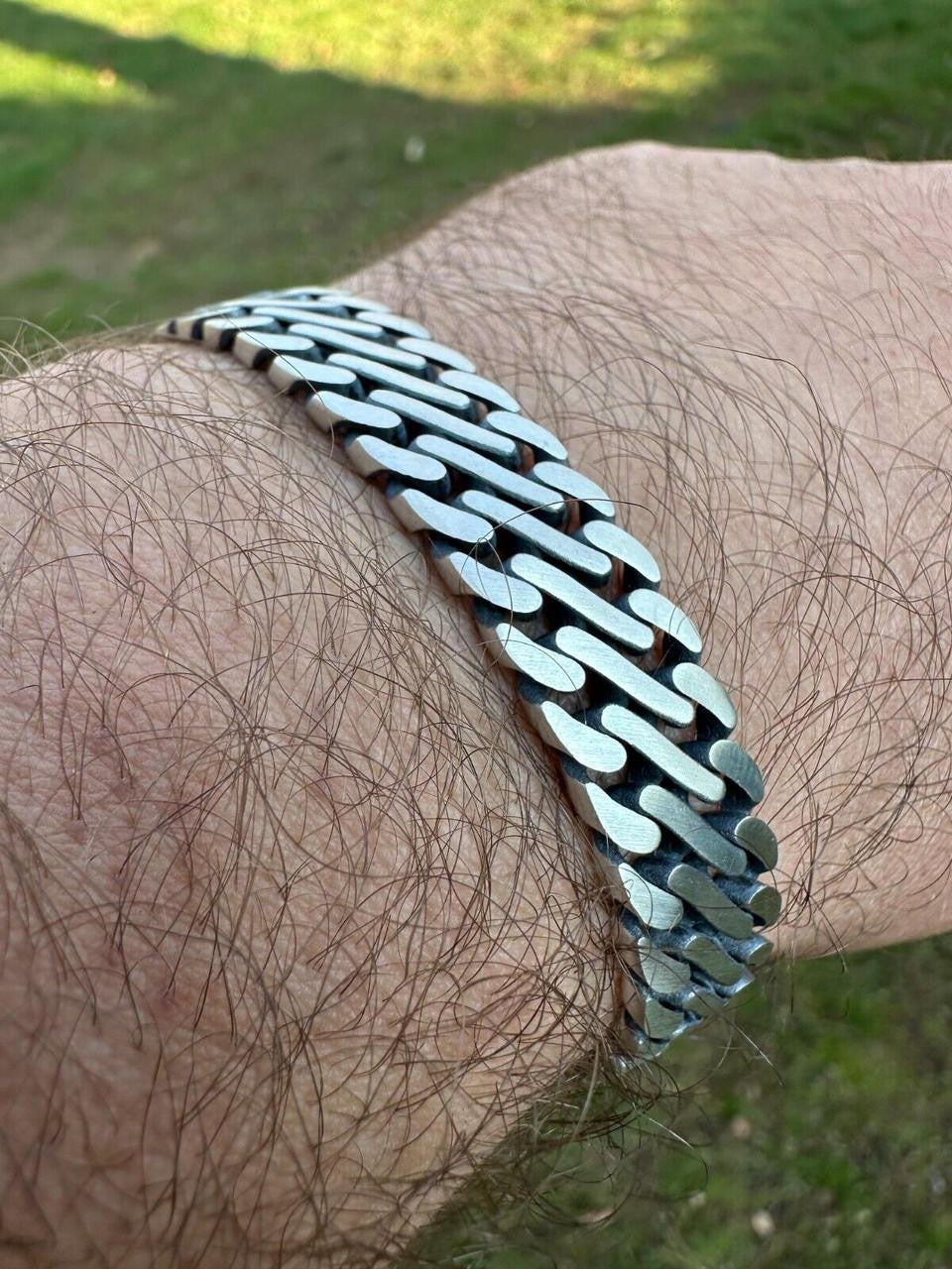 Double Open Figure 8 Miami Cuban Bracelet - 925 Sterling Silver Oxidized Gunmetal - 7"-9" - 12mm