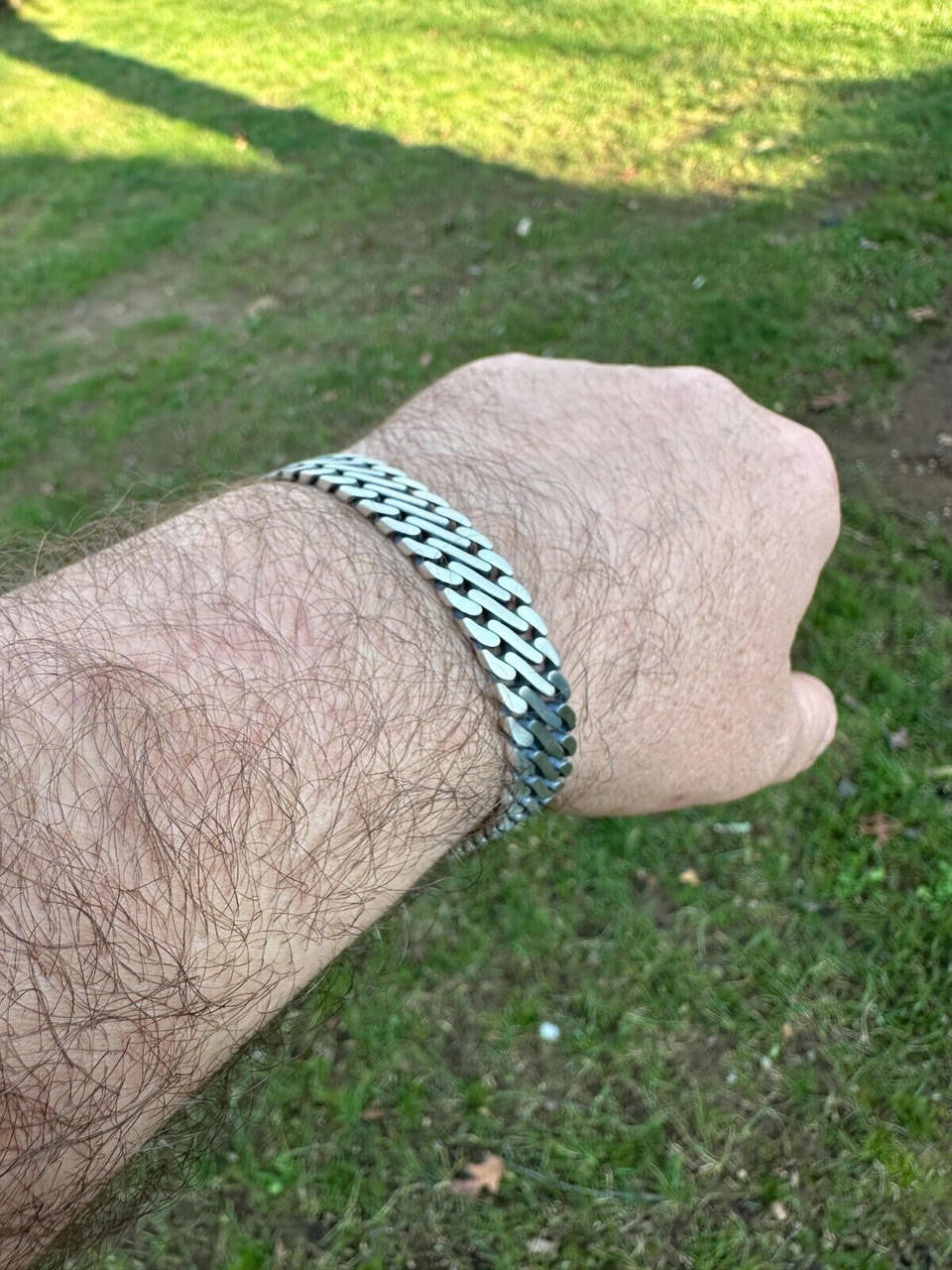 Double Open Figure 8 Miami Cuban Bracelet - 925 Sterling Silver Oxidized Gunmetal - 7"-9" - 12mm