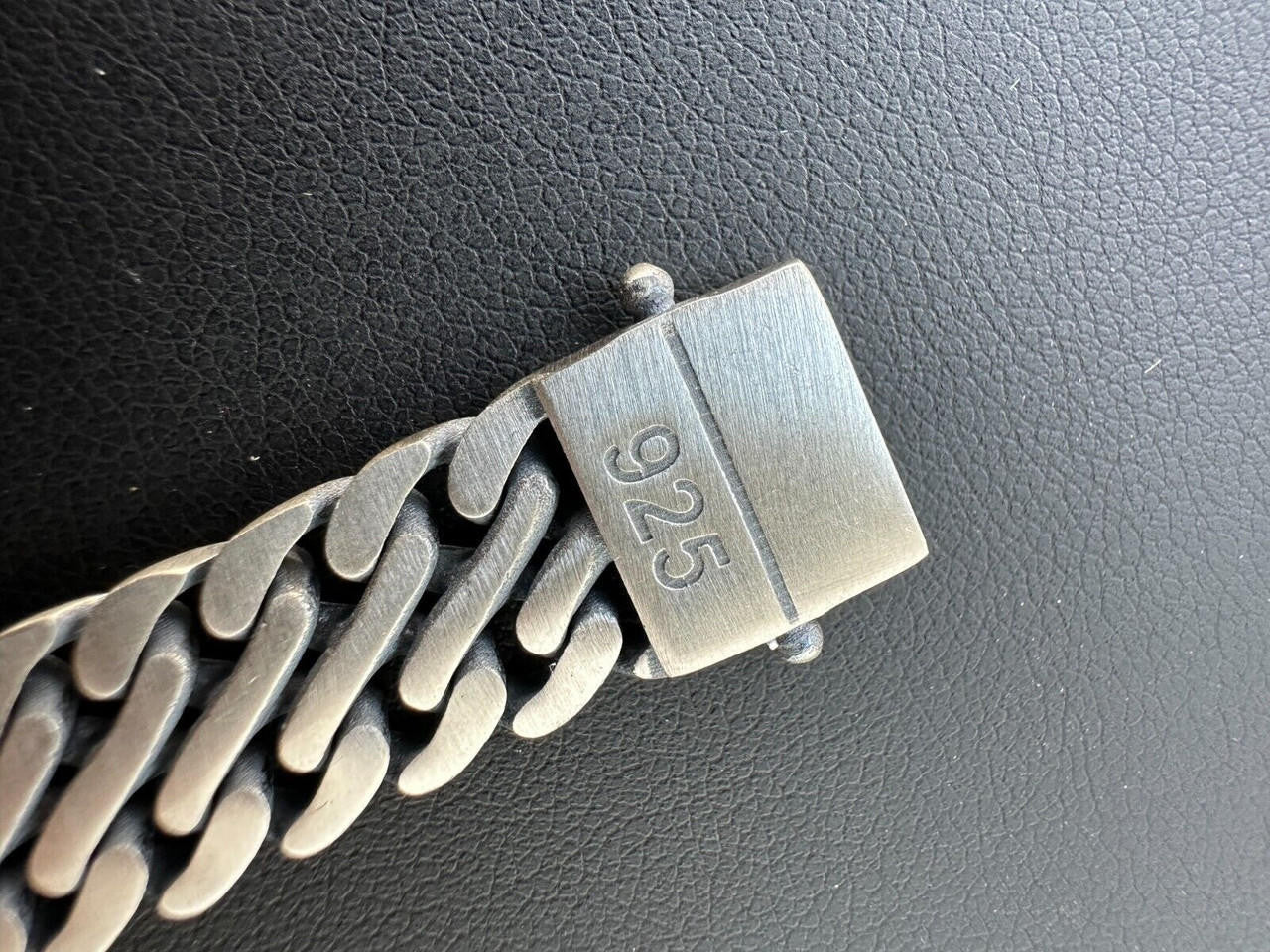 Double Open Figure 8 Miami Cuban Bracelet - 925 Sterling Silver Oxidized Gunmetal - 7"-9" - 12mm