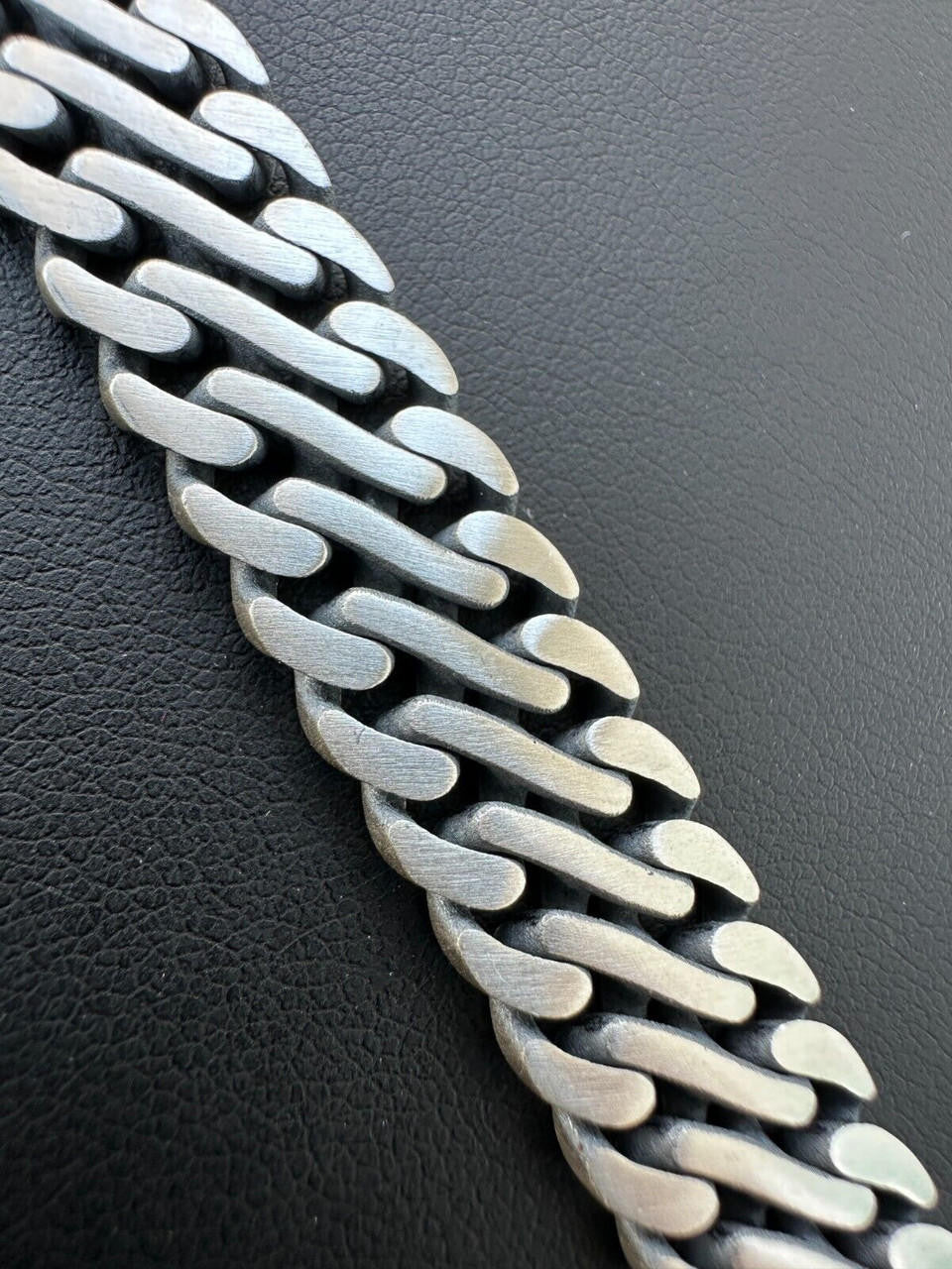 Double Open Figure 8 Miami Cuban Bracelet - 925 Sterling Silver Oxidized Gunmetal - 7"-9" - 12mm